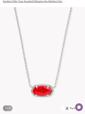 Kendra Scott Red Faceted Pendant Necklace in Silver